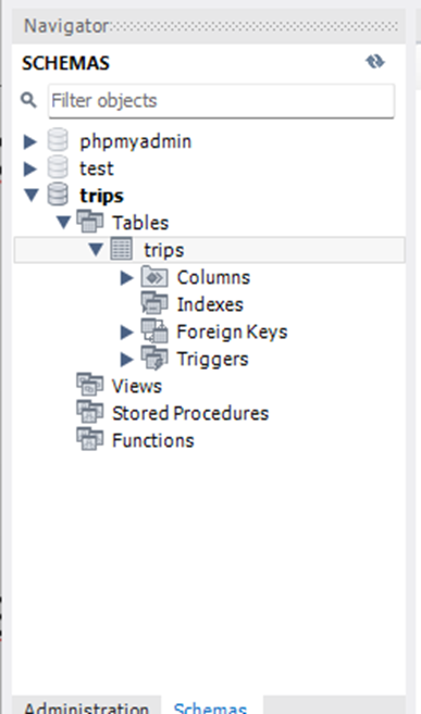 Refresh the Schemas tab